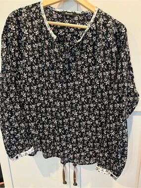 Madewell Black and White Floral Button-Front Shirt